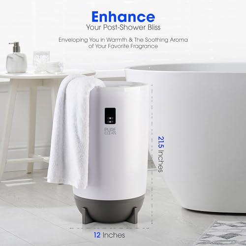 PURE CLEAN Gray Portable Towel Warmer Bucket with Fragrance Dispenser, Auto Shut-Off, Adjustable Timer, Spa-Style Heating