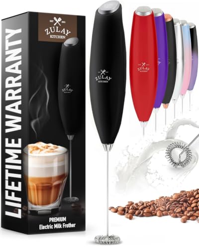 Zulay Kitchen Handheld Electric Milk Frother and Coffee Whisk in Black