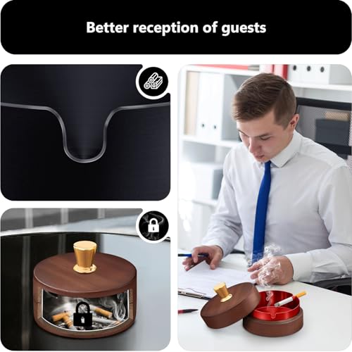 Metal Ashtray with Lid - 2 Pack Windproof Outdoor Smokeless Ashtray