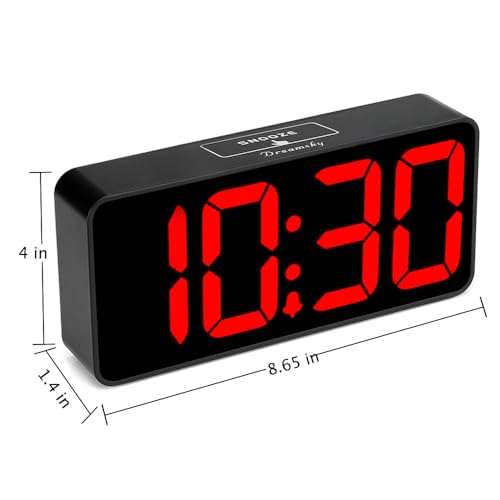 Large Digital Alarm Clock with 9-Inch Jumbo LED Display & USB Charger