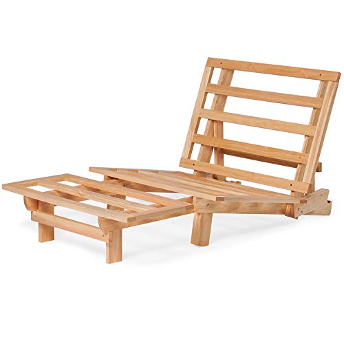 Twin Size Convertible Futon Lounger with Microfiber Mattress - Solid Wood