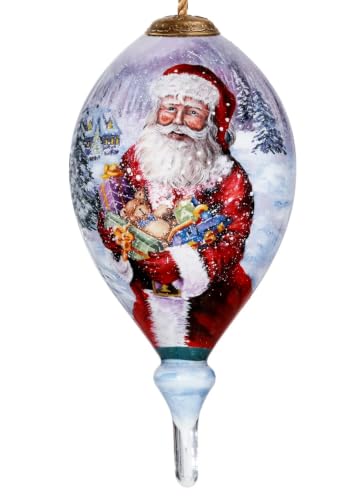 Santa Finial Ornament 6 in Glass Decorative Christmas Tree Topper