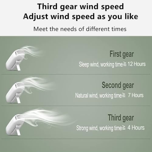 Portable Neck Fan and Handheld USB Rechargeable Personal Desk Fan 3-Speed White