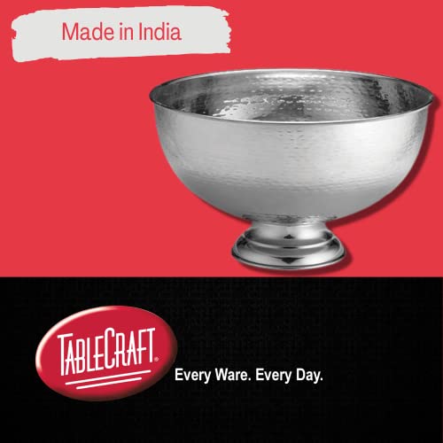 Hammered Stainless Steel Pedestal Punch Bowl, 3.4 Gallon Large Serving Bowl