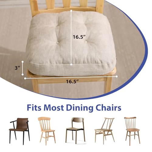 Memory Foam Dining Chair Cushions, Non-Slip Seat Pads with Ties, Set of 4