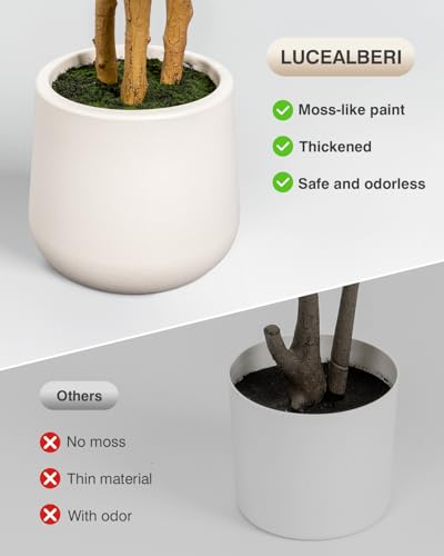5ft Artificial Fiddle Leaf Fig Tree in White Planter - Lifelike Indoor Decor