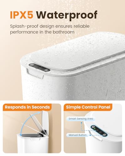 5 Gallon Automatic Motion Sensor Trash Can, Slim Touchless Garbage Bin with Lid