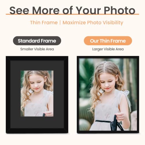 5x7 Black Picture Frames - Set of 3 Thin Border Wall & Tabletop Photo Frames
