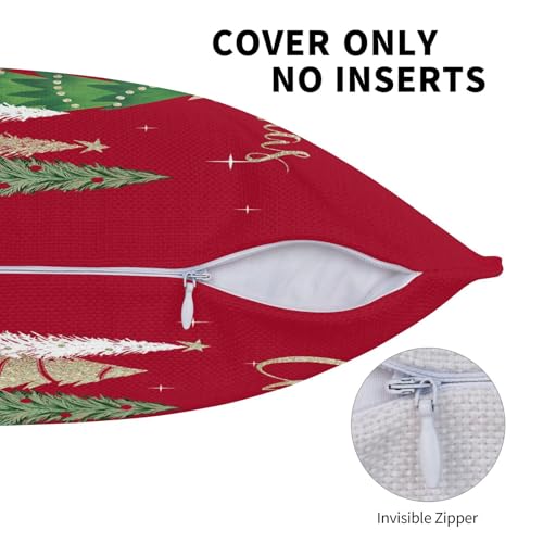 AELUTYSH Red Christmas Pillow Covers 18x18 Inch Set of 2 - Holiday Velvet Decor