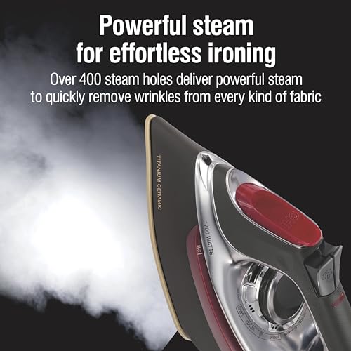 CHI Steam Iron for Clothes Titanium-Infused Ceramic Soleplate, 1700W, Vertical Steam