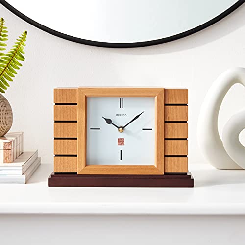 Bulova Usonian II Frank Lloyd Wright Mantel Clock Solid Hardwood Case