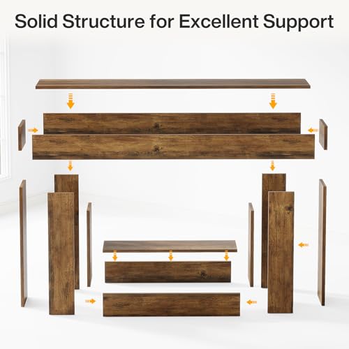 63-Inch Farmhouse Console Table with 2-Tier Storage and U-Shaped Base