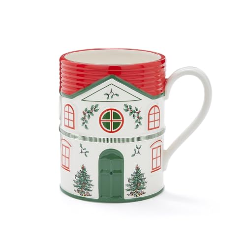 Spode Christmas Village Mug 14oz Red Festive House Holiday Coffee Cup