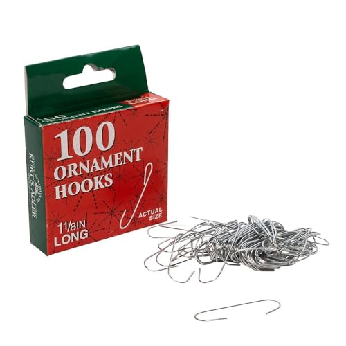 Silver Metal Christmas Ornament Hooks - 100-Piece Box Set for Tree Decor