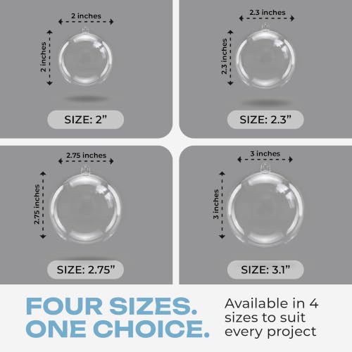 Iconikal 2.75-Inch (7cm) Clear Plastic Fillable Christmas Ornament, 12-Pack