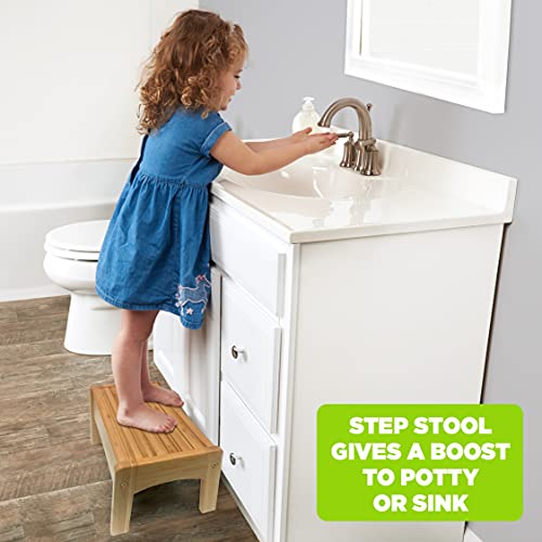 Bamboo Kids Step Stool - Non-Slip Lightweight Potty Training Stool