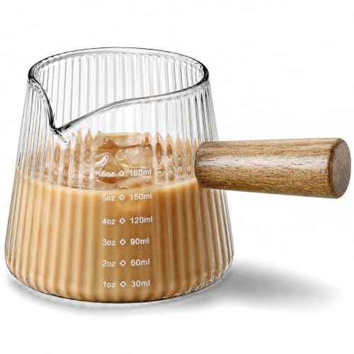 CUPLOOV 6oz Espresso Shot Glass Cup with Handle - Coffee Measuring & Bar Accessory