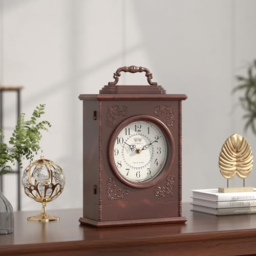 Vintage Mantel Clock with Hidden Safe, Antique Style Desk & Shelf Clock