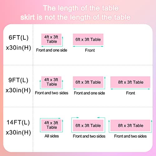 6ft Pink Chiffon Tutu Table Skirt for Parties and Baby Showers