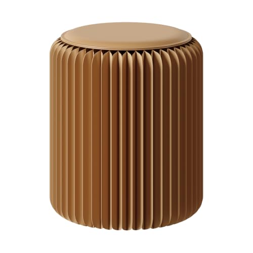 17-Inch Folding Paper Stool with Cushion, Heavy-Duty Collapsible Round Seat