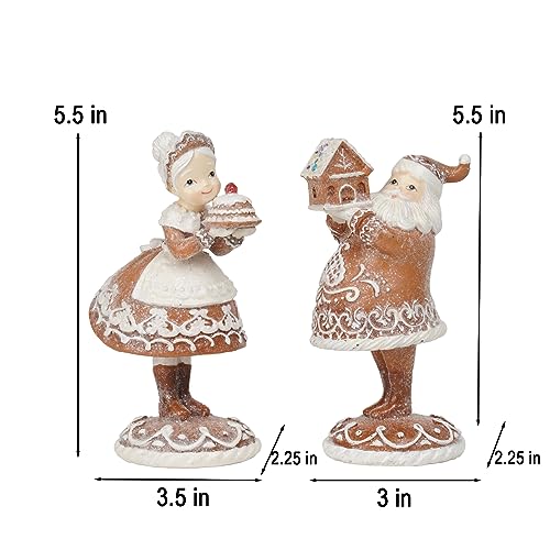 Braxio Mr. Santa & Mrs. Santa Gingerbread Christmas Figurines - 2 Pack Home Decor