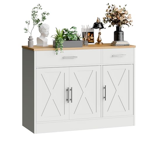 Farmhouse Kitchen Buffet Sideboard Cabinet with 3 Doors and 2 Drawers