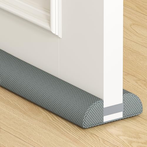 Adjustable Under Door Draft Stopper - Fits 24"-30" Doors, Grey Noise Blocker