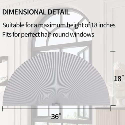 Arch Half Circle Blackout Cellular Shades - 36" W X 18" H