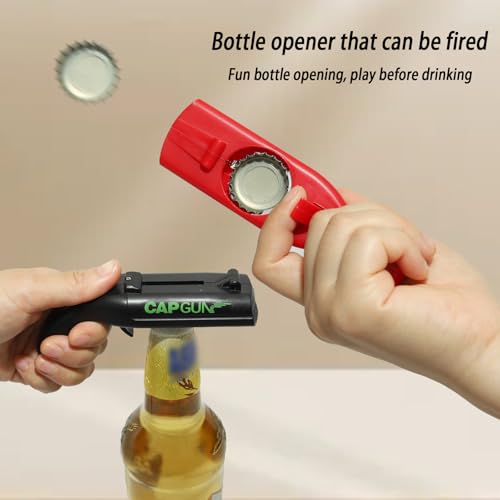 Chynexus Black-Gray Cap Launcher & Bottle Opener – Funny Shooting Gun Party Gift (2 Pack)