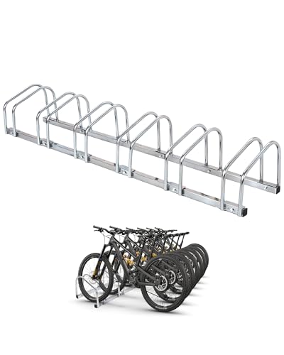 6-Bike Freestanding Floor Stand - Heavy Duty Adjustable Garage Bike Rack