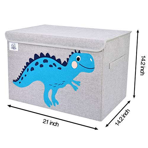 Large Foldable Fabric Toy Chest with Lid - Dinosaur Animal Storage Bin