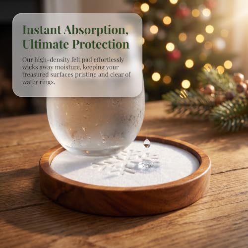 RIIOSUUON Christmas Atmosphere Coasters Set of 6 with Holder – Absorbent Felt, Replaceable Pads