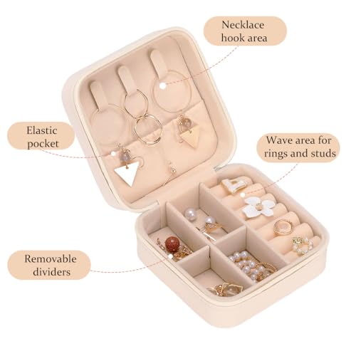 Small Travel Jewelry Box Organizer - Portable PU Leather Jewelry Case