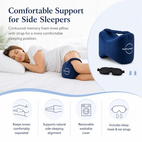 Memory Foam Knee Pillow for Side Sleepers - Pain Relief for Sciatica, Back, and Pregnancy