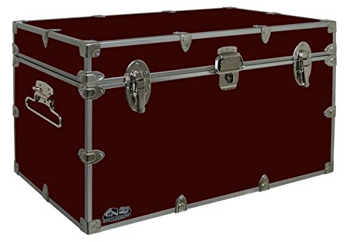 XL Graduate Storage Trunk - Maroon Steel Footlocker for Dorm and Camp