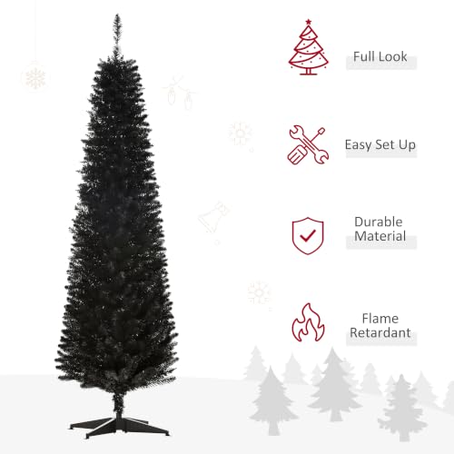 Artificial Pencil Christmas Tree 6ft with 390 Realistic Branch Tips - Black