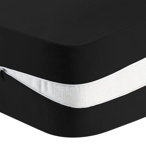 Extra Thick Full Futon Mattress Cover with Zipper - Machine Washable, Black