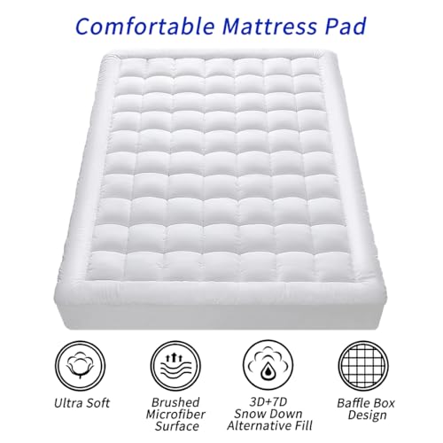 Queen Size Quilted Mattress Pad Cover - Deep Pocket, Ultra Soft