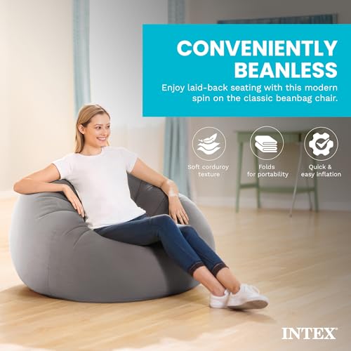 Beanless Bag Inflatable Lounge Chair - Corduroy Textured Vinyl, 220lb Capacity