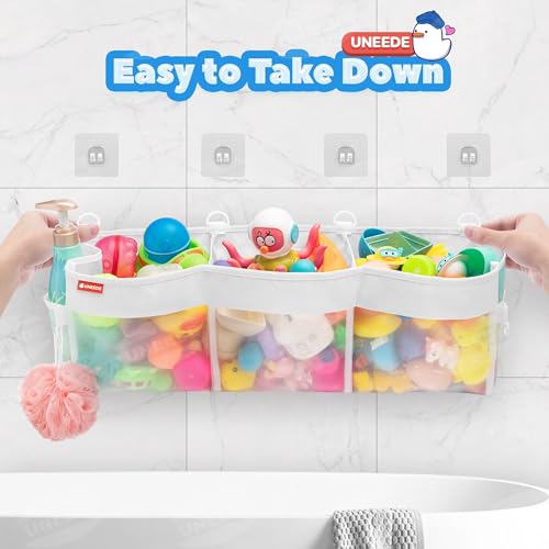 UNEEDE 3-Compartment Baby Bath Toy Storage Organizer - Quick Dry Mesh Caddy