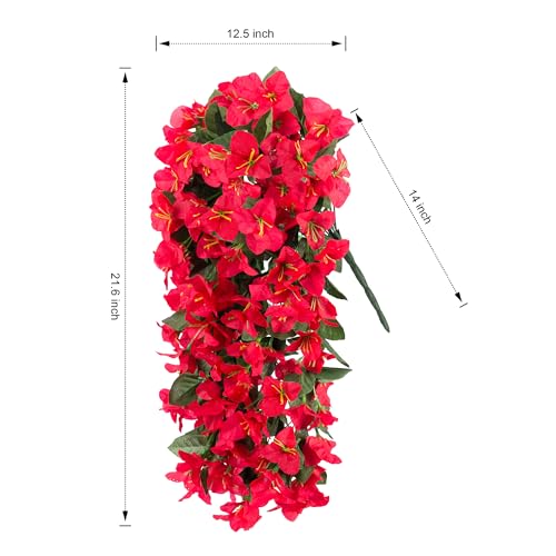 Red Artificial Bougainvillea Trailing Vines - UV Resistant Silk Flowers (2 Pack)