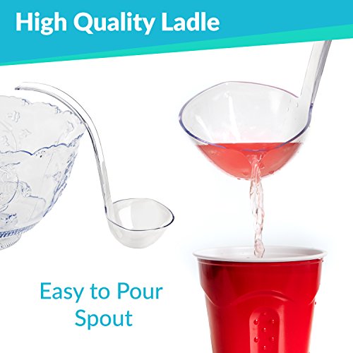 2-Gallon Large Plastic Punch Bowl with 5 oz Ladle - Crystal Clear Serving Set