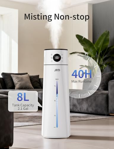 8L Ultrasonic Cool Mist Humidifier for Large Rooms with Remote Control