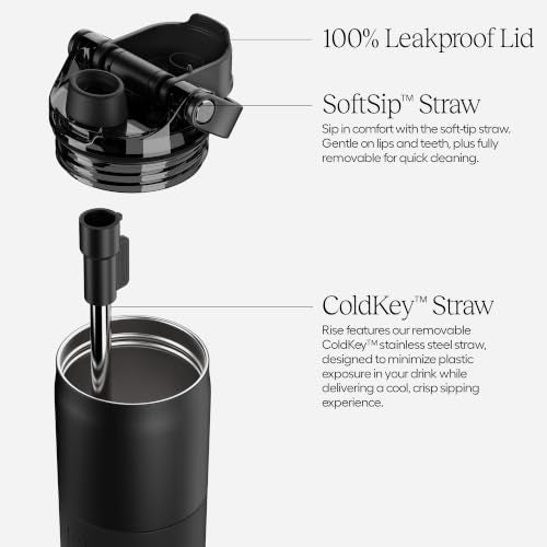 Insulated Water Bottle with Silicone Straw 18oz Leakproof