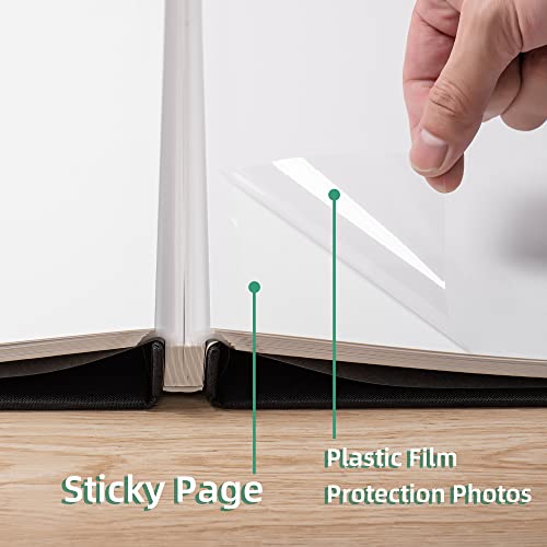 Large Self-Adhesive Scrapbook Photo Album with Linen Cover, 40 Pages