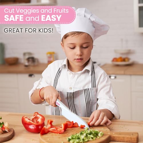 3-Piece Kids Knife Set for Safe Real Cooking and Baking - Pink