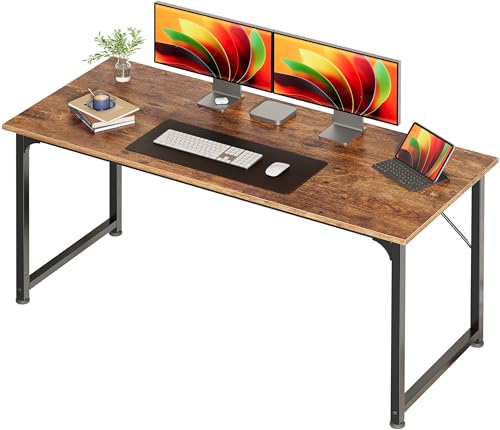55-Inch Computer Desk - Modern Home Office Writing Table, Rustic Brown