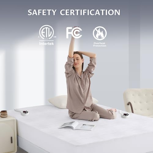 King Size Heated Mattress Pad with Dual Control & 4-Zone Heating