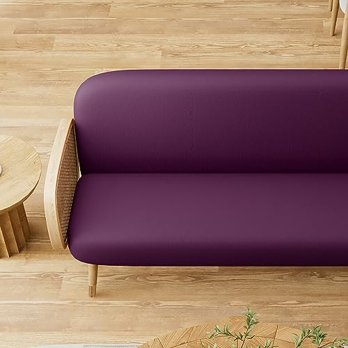 Queen Size Purple Futon Cover - Stretch Slipcover for Armless Sofa Bed