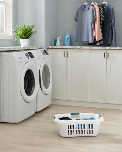 Rubbermaid 1.5-Bushel Large Hip-Hugger Laundry Basket, White